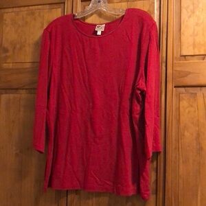 JM Collection Women’s Red 3/4 Sleeve Shirt 2X